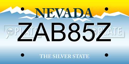 ZAB85Z Nevada License Plate