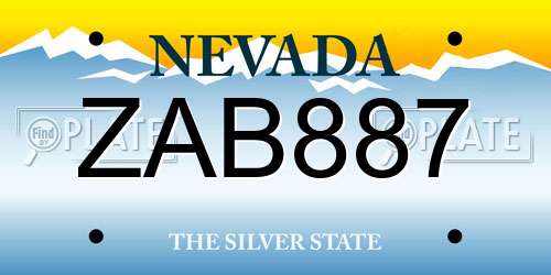 ZAB887 Nevada License Plate