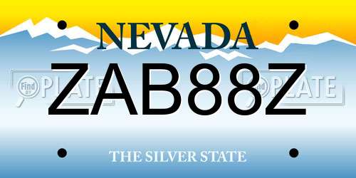 ZAB88Z Nevada License Plate