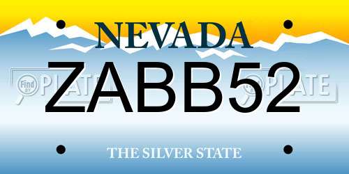 ZABB52 Nevada License Plate