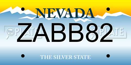 ZABB82 Nevada License Plate