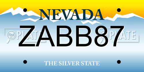 ZABB87 Nevada License Plate