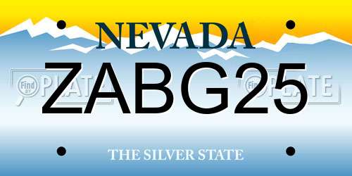 ZABG25 Nevada License Plate