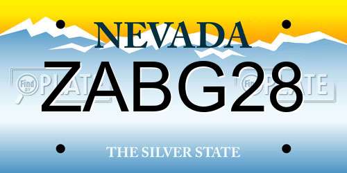 ZABG28 Nevada License Plate