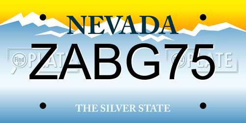 ZABG75 Nevada License Plate