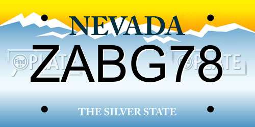 ZABG78 Nevada License Plate