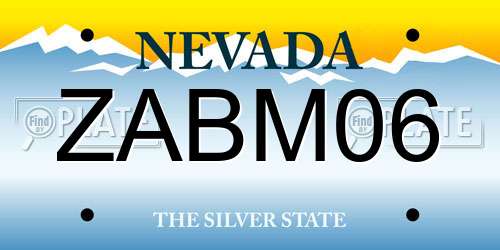 ZABM06 Nevada License Plate