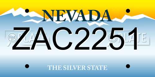 ZAC2251 Nevada License Plate