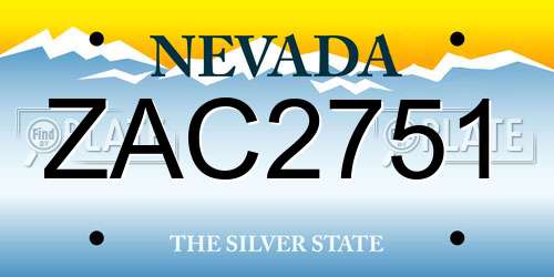 ZAC2751 Nevada License Plate