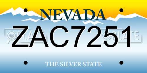 ZAC7251 Nevada License Plate