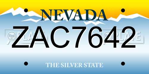 ZAC7642 Nevada License Plate
