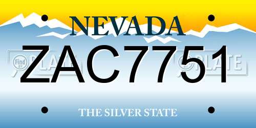 ZAC7751 Nevada License Plate