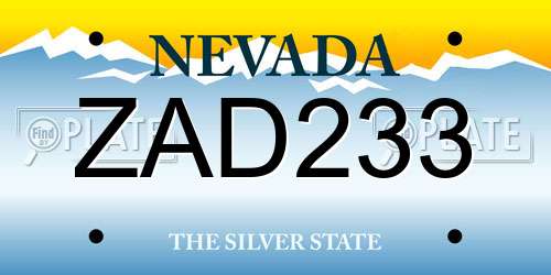 ZAD233 Nevada License Plate
