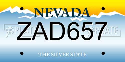 ZAD657 Nevada License Plate