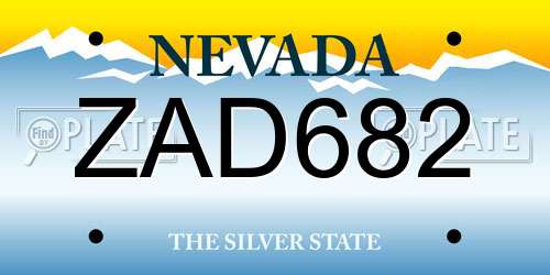 ZAD682 Nevada License Plate