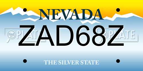 ZAD68Z Nevada License Plate