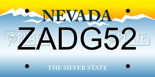 ZADG52 Nevada License Plate