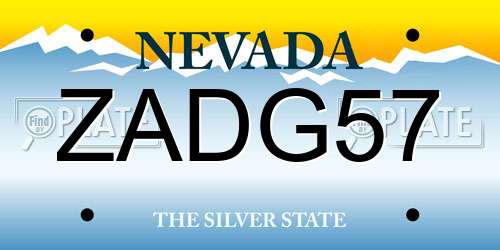ZADG57 Nevada License Plate