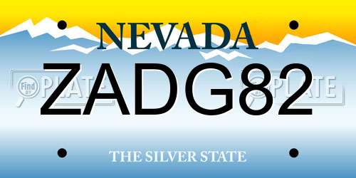 ZADG82 Nevada License Plate
