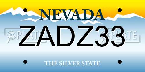 ZADZ33 Nevada License Plate
