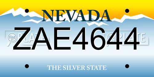 ZAE4644 Nevada License Plate