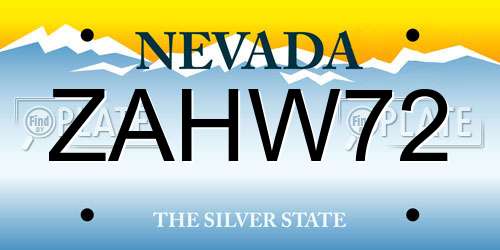 ZAHW72 Nevada License Plate