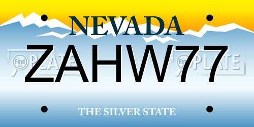 ZAHW77 Nevada License Plate