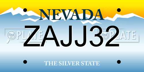 ZAJJ32 Nevada License Plate
