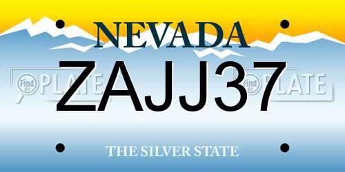 ZAJJ37 Nevada License Plate