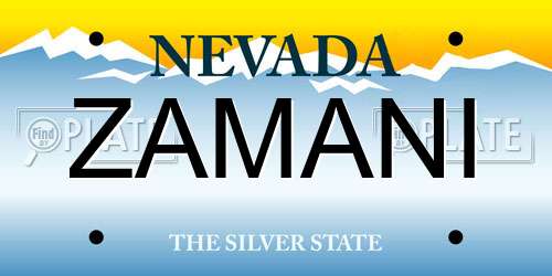 ZAMANI Nevada License Plate