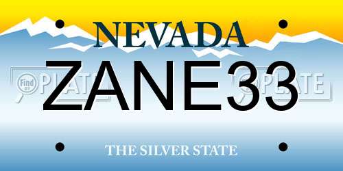 ZANE33 Nevada License Plate