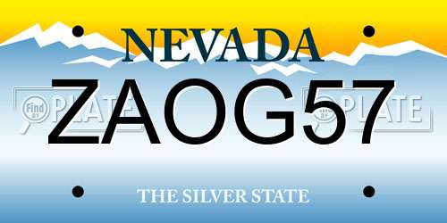 ZAOG57 Nevada License Plate