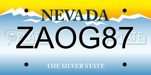 ZAOG87 Nevada License Plate