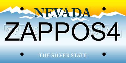 ZAPPOS4 Nevada License Plate