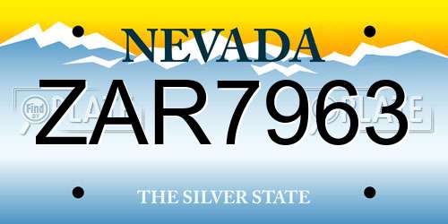 ZAR7963 Nevada License Plate
