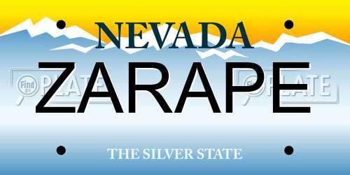 ZARAPE Nevada License Plate