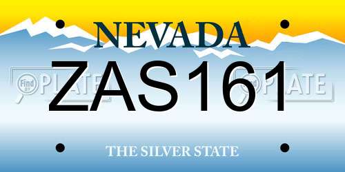 ZAS161 Nevada License Plate