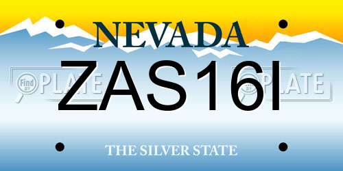 ZAS16I Nevada License Plate