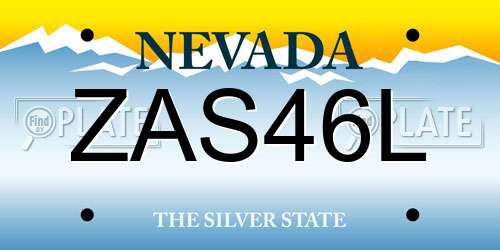 ZAS46L Nevada License Plate