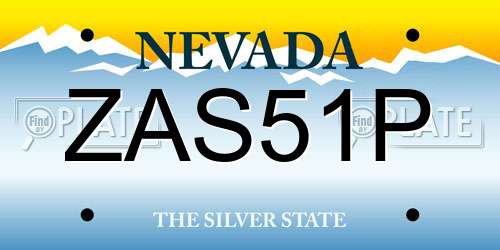 ZAS51P Nevada License Plate