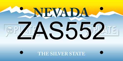 ZAS552 Nevada License Plate