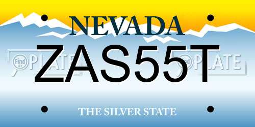ZAS55T Nevada License Plate