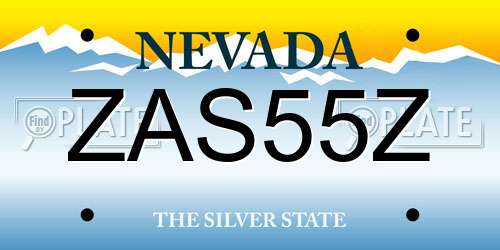 ZAS55Z Nevada License Plate