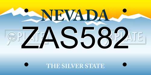 ZAS582 Nevada License Plate