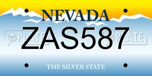 ZAS587 Nevada License Plate