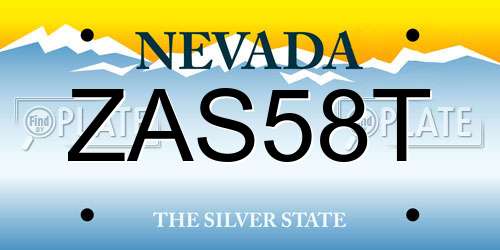 ZAS58T Nevada License Plate