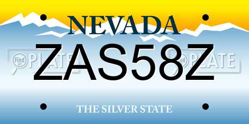 ZAS58Z Nevada License Plate