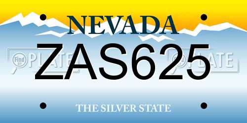 ZAS625 Nevada License Plate