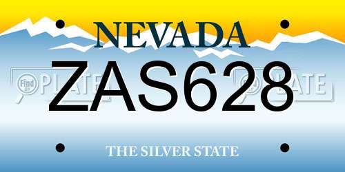 ZAS628 Nevada License Plate
