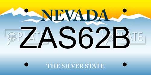ZAS62B Nevada License Plate